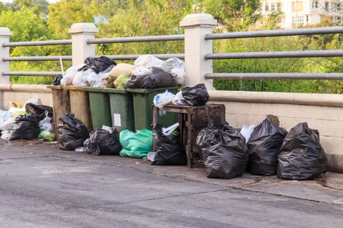 Bulk waste collection truck in Canary Wharf